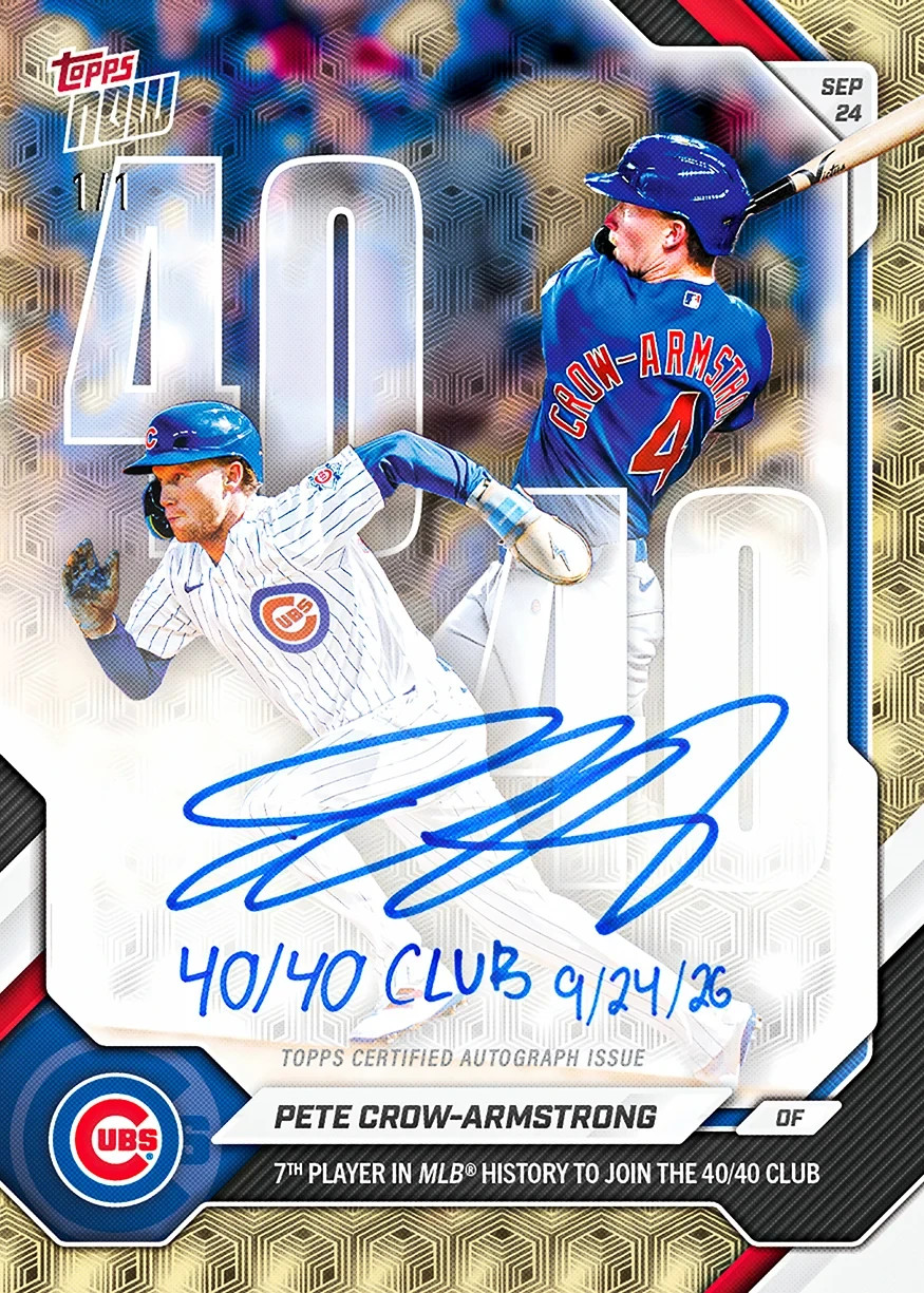 2026 Topps Now Pete Crow-Armstrong 40/40 Club 1/1 Gold Auto CHANCE Cubs Presale
