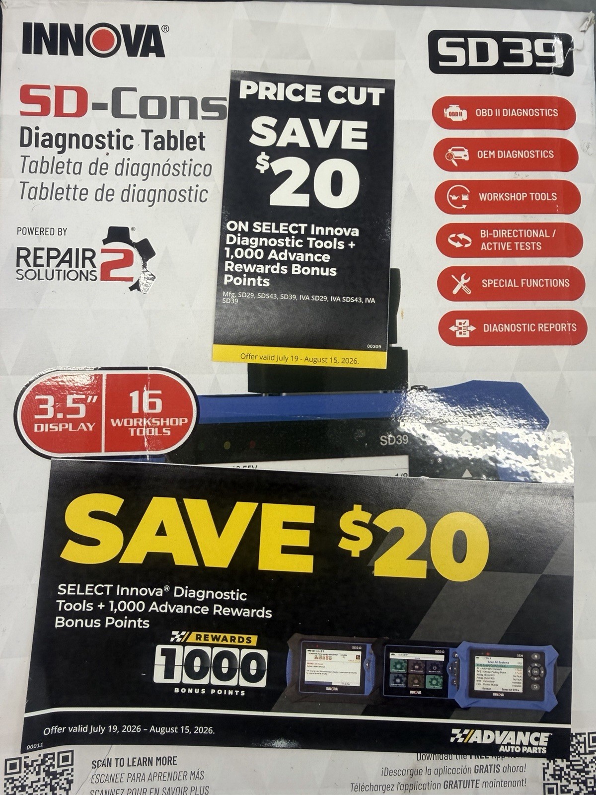 INNOVA SD39OBD2 Diagnostic Code Scan Tool Live Data ABS SRS Engine BRAND NEW INNOVA SD39OBD2 Diagnostic Code Scan Tool Live Data ABS SRS Engine BRAND NEW