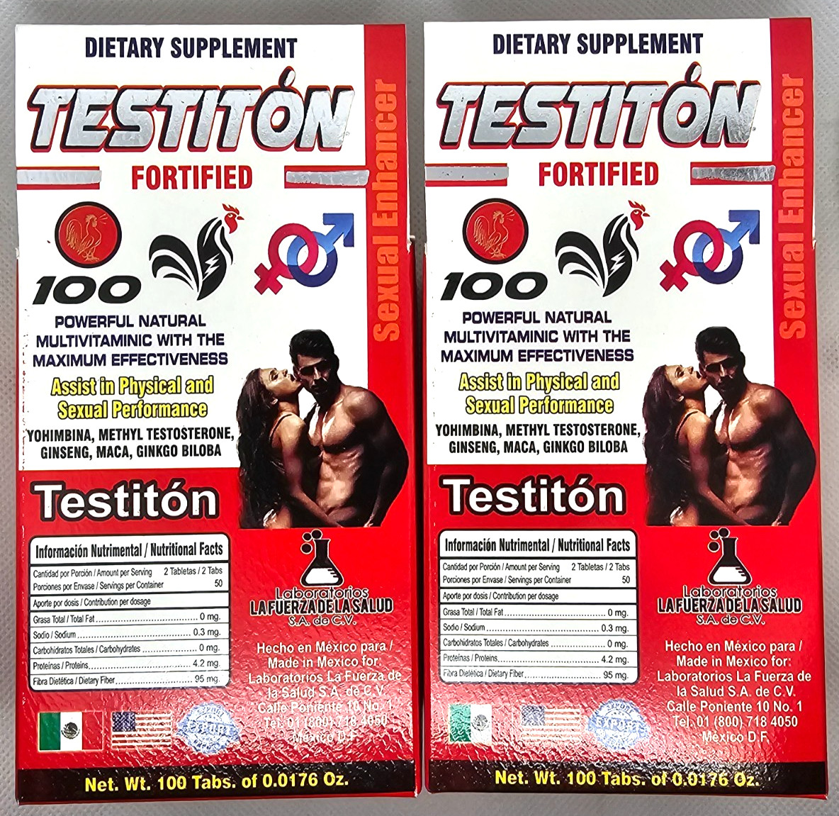 Testiton 2 pack ginseng maca ginkgo biloba 2 boxes testiton 100 tablets