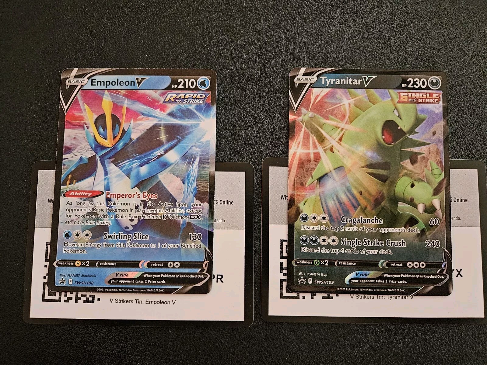 2x Pokemon Card : Empoleon & Tyranitar V SWSH108 SWSH109 Ultra Rare Promo 