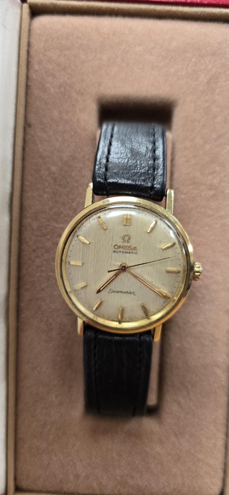 Vintage Omega Seamaster Automatic 1960s Linen Dial United Fruit Presentation