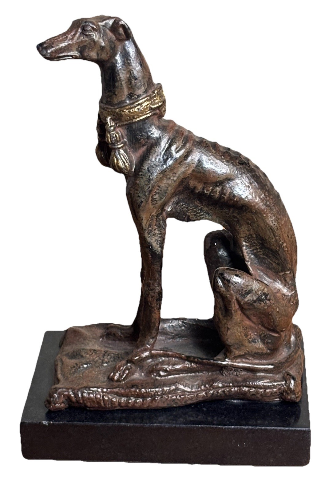 Vintage Bronze Metal Greyhound Whippet Dog Statue Figurine - 7.5\