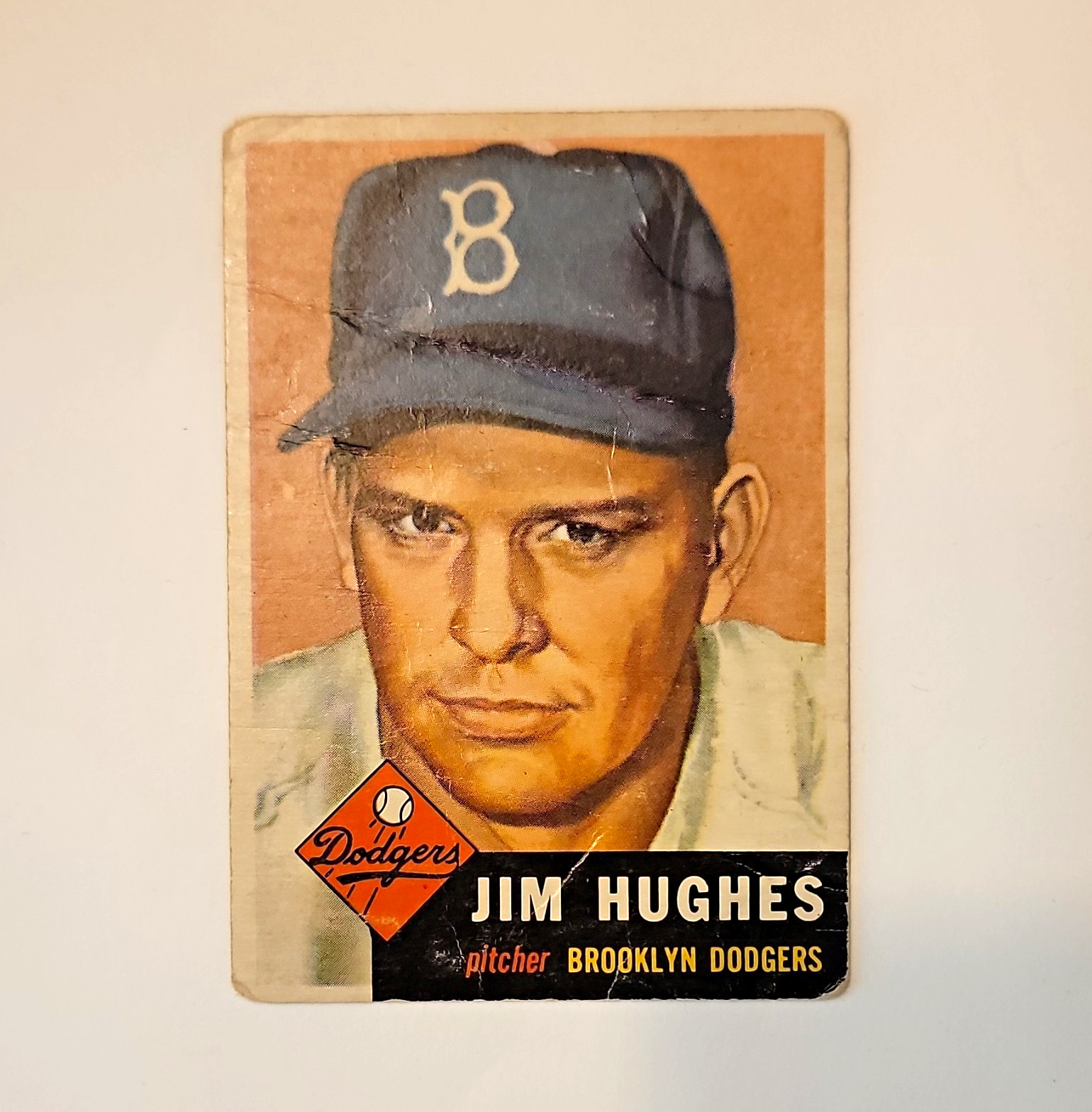 Topps 1953 TOPPS #216 Jim Hughes RC Rookie Base Set - Brooklyn Dodgers