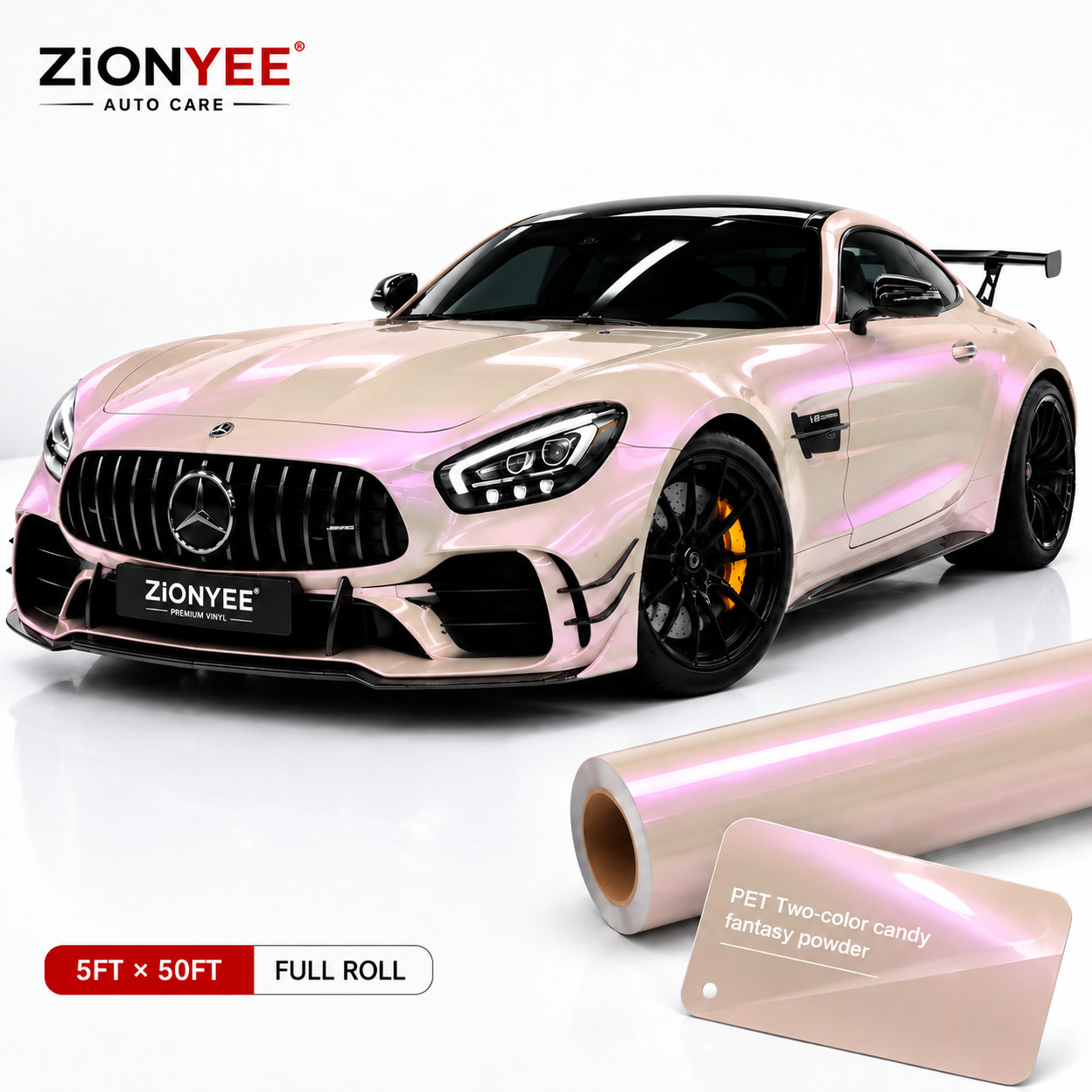 5FTx50FT PET Two-Tone Candy Iridescent Dream Pink Vinyl Wrap US Stock