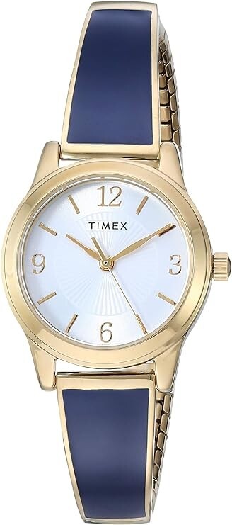 Timex Women\'s TW2R98500 Stretch Bangle 25mm Analog Display Gold Watch \