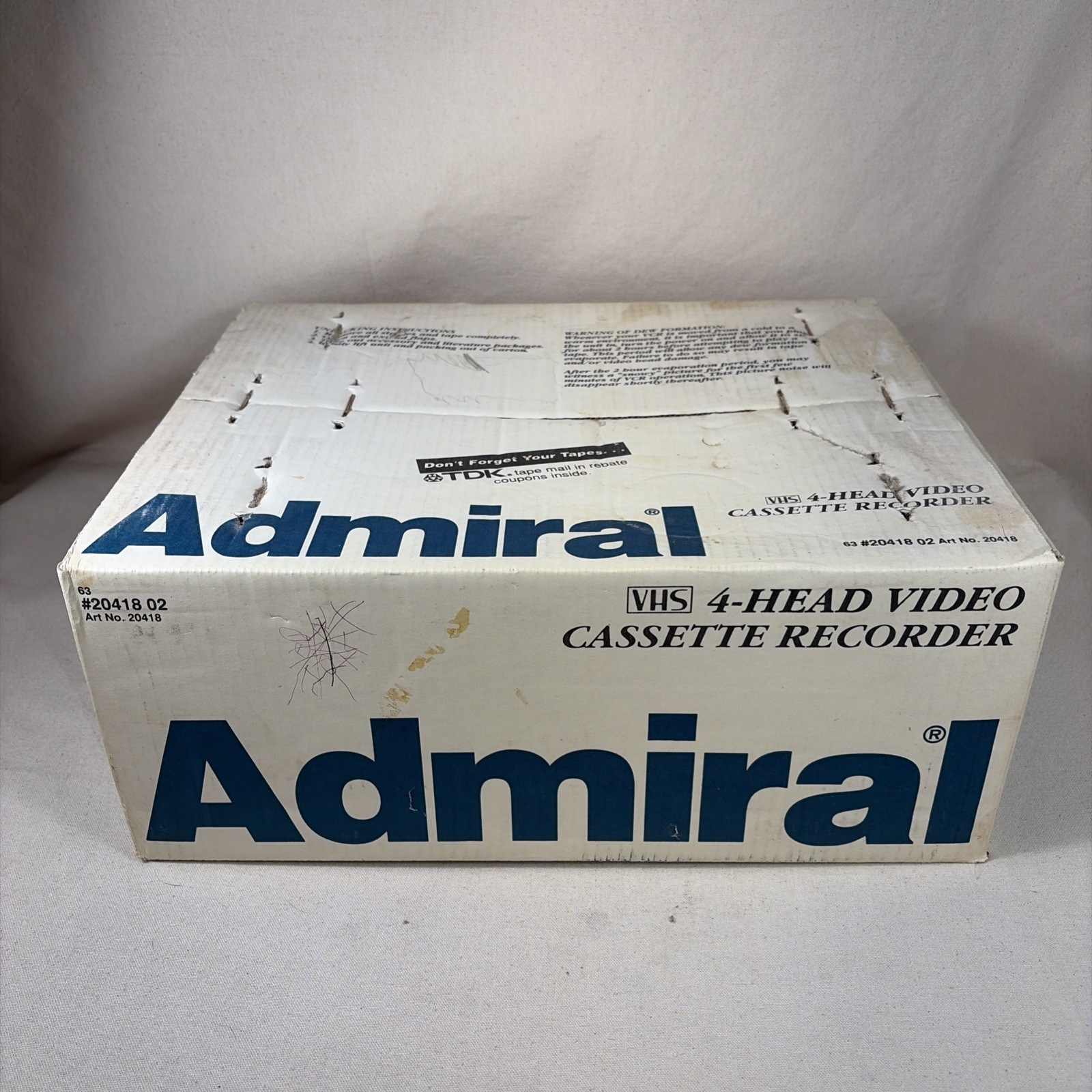 Vintage Admiral VHS 4 Head VCR Model 63-20418 w/ Remote New Factory Sealed NOS Vintage Admiral VHS 4 Head VCR Model 63-20418 w/ Remote New Factory Sealed NOS