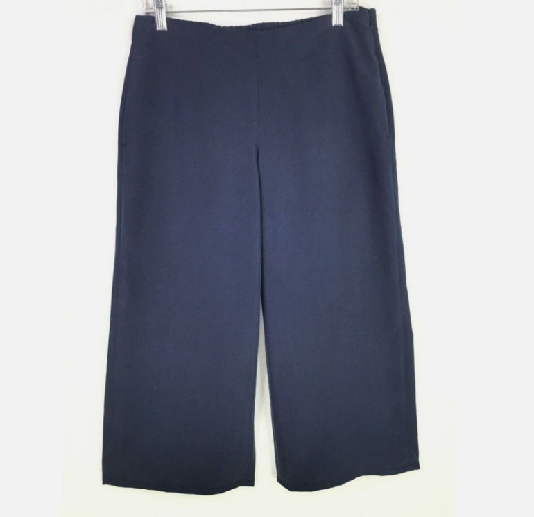 J. Jill Capri Pants Petite S Wide-Leg Cropped Lightweight Modal Pockets Navy NWT J. Jill Capri Pants Petite S Wide-Leg Cropped Lightweight Modal Pockets Navy NWT