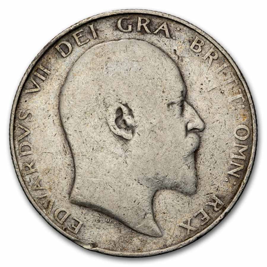 1902-1910 Great Britain Silver Half Crown Edward VII Avg Circ 1902-1910 Great Britain Silver Half Crown Edward VII Avg Circ