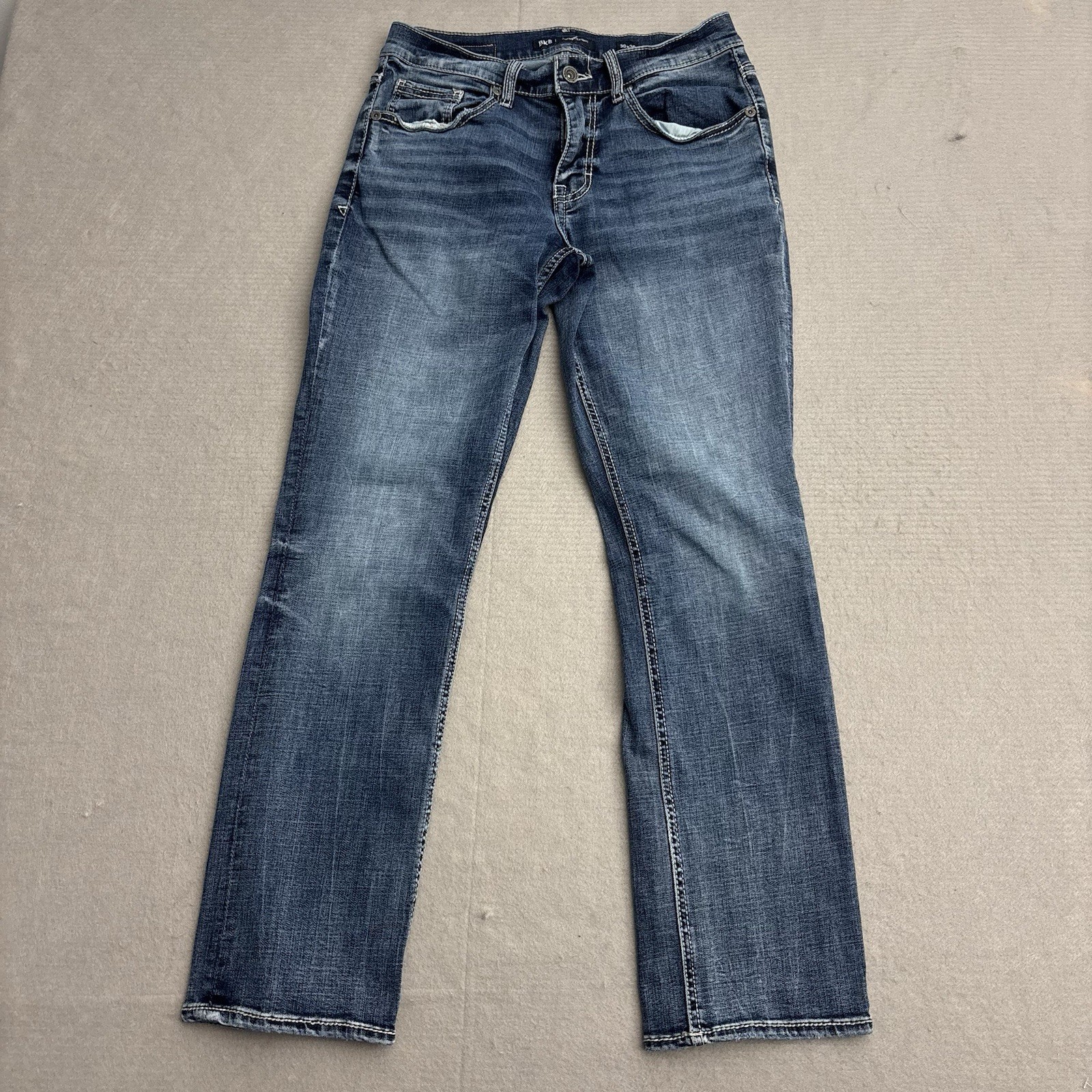 BKE Jake Straight Jeans Mens 30x30 Blue Medium Wash Stretch Denim Stretch BKE Jake Straight Jeans Mens 30x30 Blue Medium Wash Stretch Denim Stretch