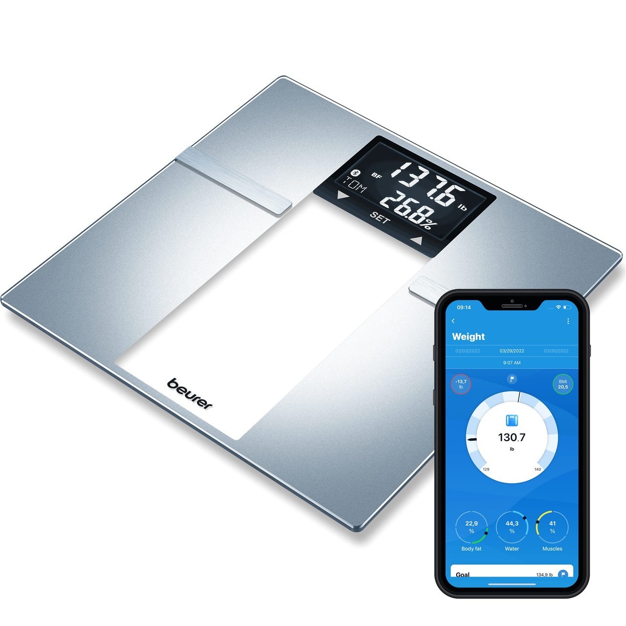 Beurer BF720 Smart Scale for Body Weight, Body Fat, Body Water & More – 400 lb C Beurer BF720 Smart Scale for Body Weight, Body Fat, Body Water & More – 400 lb C