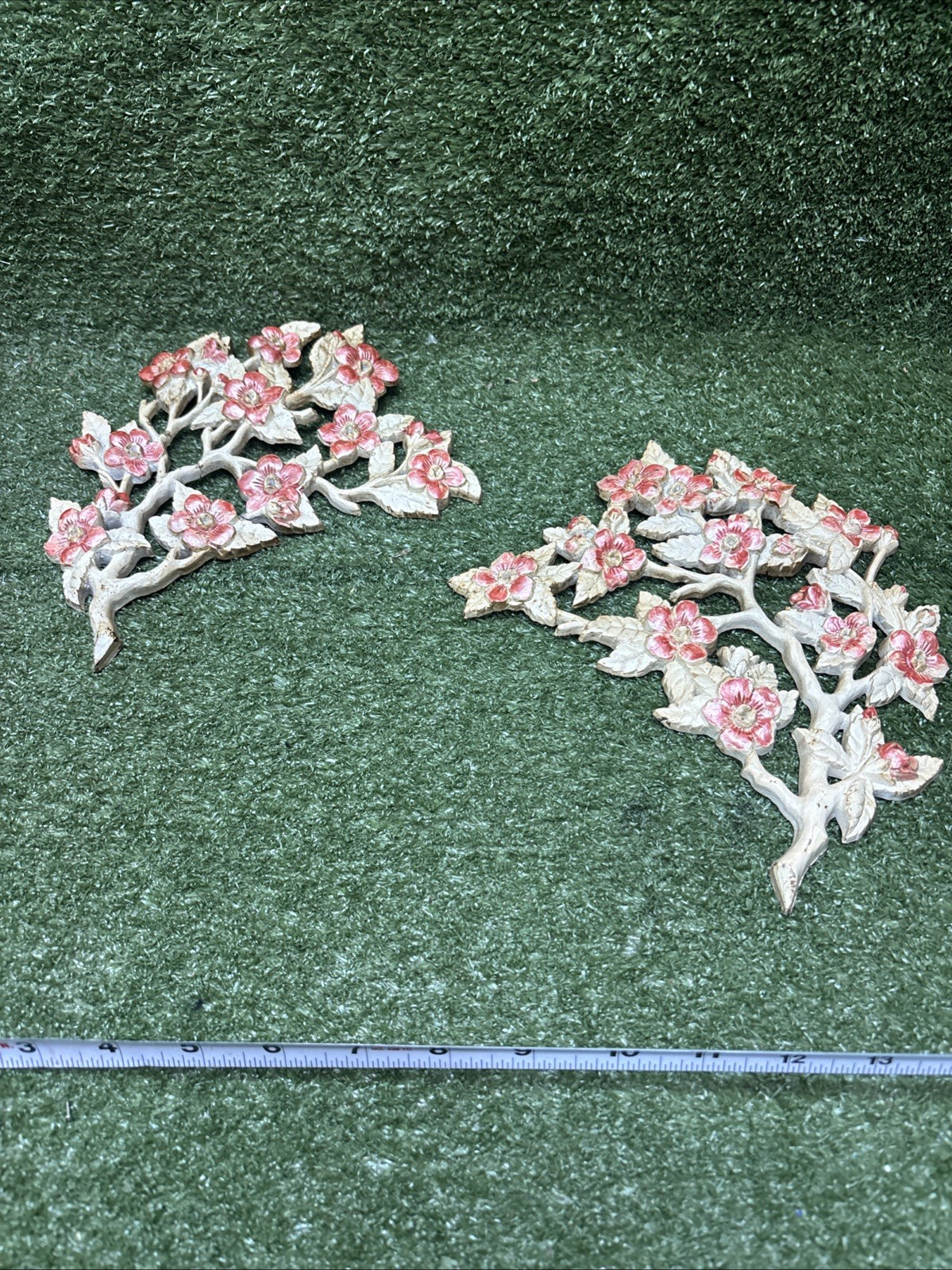 1986 Vintage Burwood Dogwood Wall Hanging Decor Pair Very Good Condition 1986 Vintage Burwood Dogwood Wall Hanging Decor Pair Very Good Condition