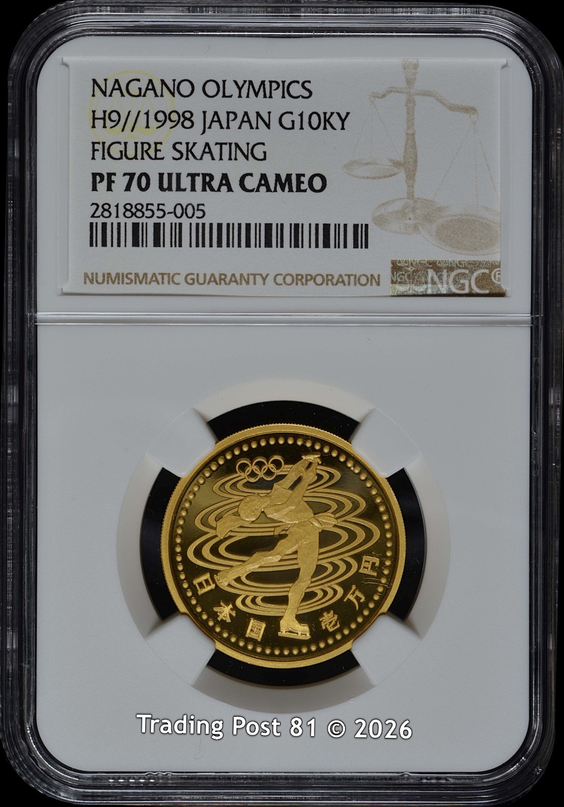 JAPAN 1998 - Olympics 1/2 ounce Pure Gold Coin - Figure Skating - NGC PF 70 UC