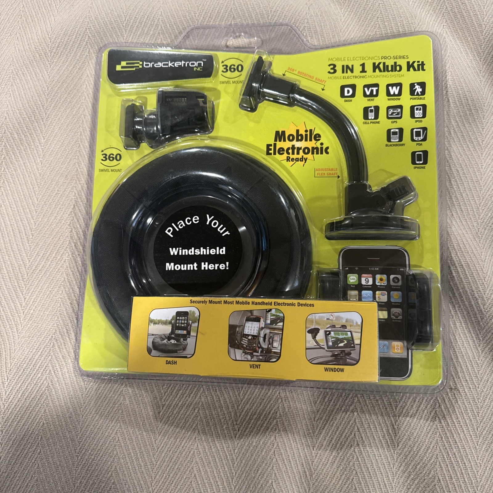 New Bracketron INC Pro-Series-3 In 1 Klub Kit, Mounts Most Handheld Devices