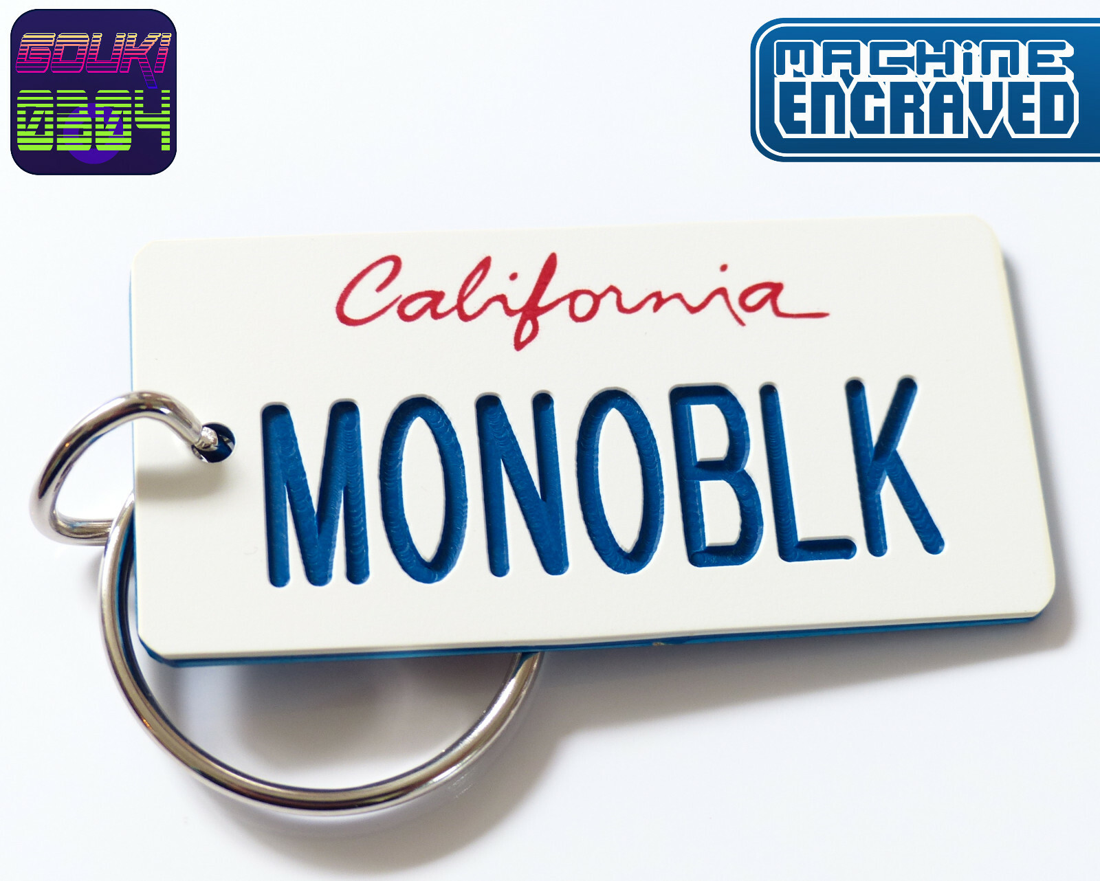 Personalized California Keychain - License Plate Tag - Custom Engraved - Vintage
