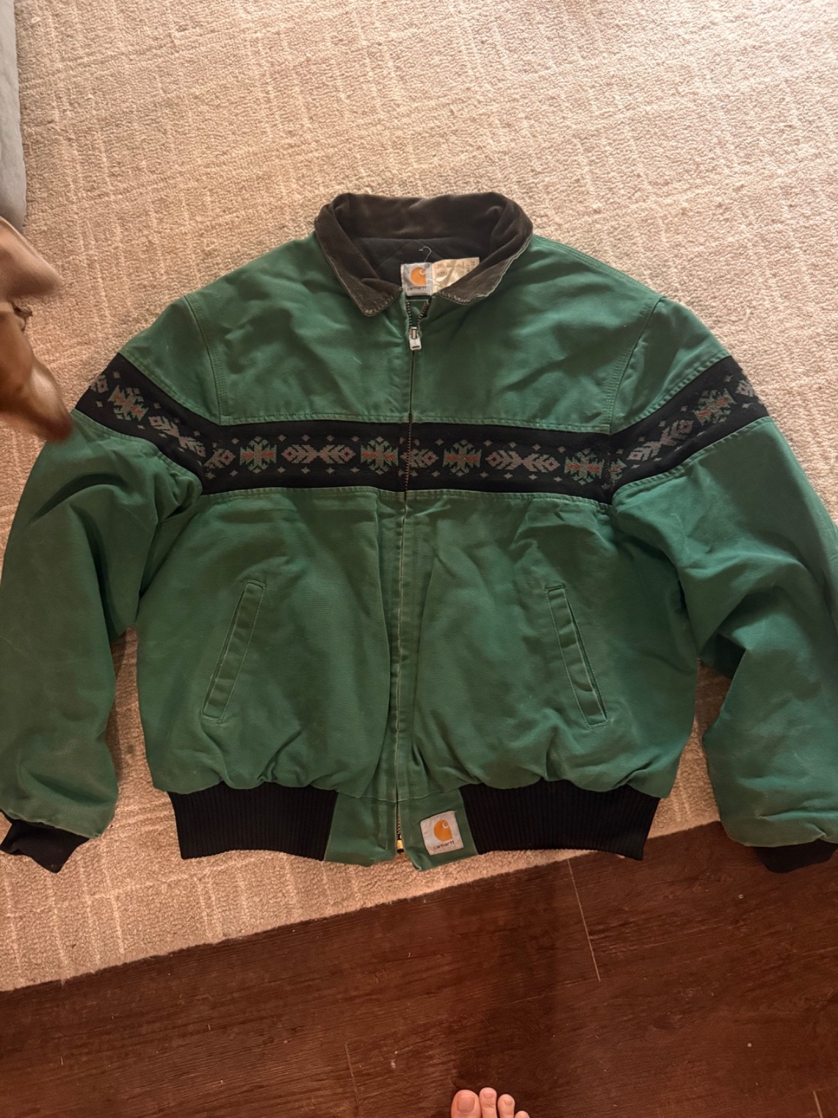 Vintage Carhartt Aztec Jacket green Faded JQ0458 Size XXL