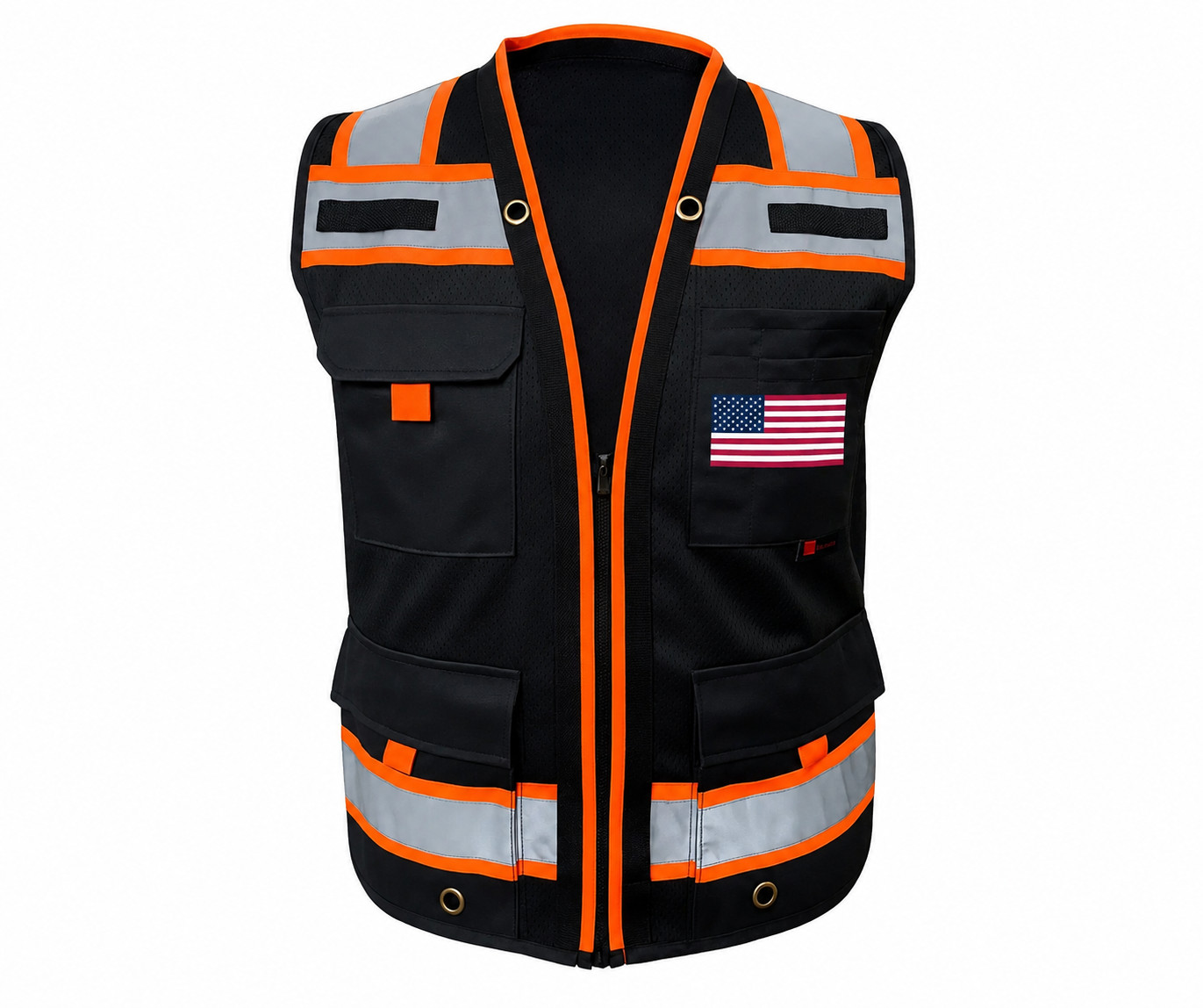 USA FLAG HIGH VISIBILITY Surveyor Two Tones Safety Vest  Mesh front & back