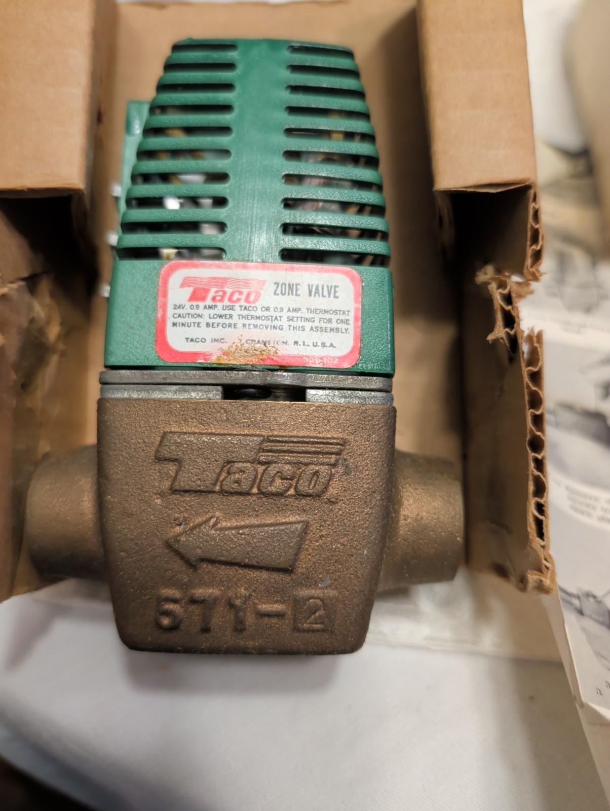 Taco 571-2 Zone Valve A 3/4 Inch 2-way Valve New In Box Taco 571-2 Zone Valve A 3/4 Inch 2-way Valve New In Box
