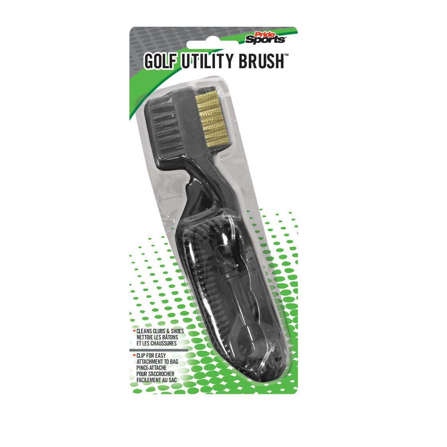 NEW Pride Sports Golf Utility Brass & Nylon Brush / Cleans Clubs/Shoes Ship Free