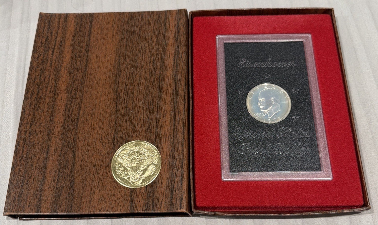 1972-S U.S. Eisenhower Dollar Coin Silver Proof Set Brown Box Uncirculated