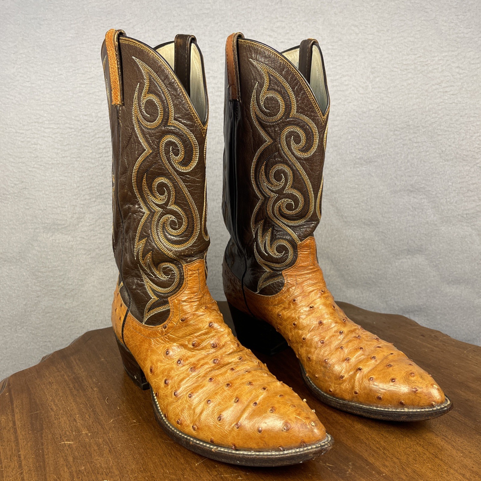 Vintage Dan Post Full Quill Ostrich Cowboy Boots 12 D Cognac Brown Exotic 6960 Vintage Dan Post Full Quill Ostrich Cowboy Boots 12 D Cognac Brown Exotic 6960