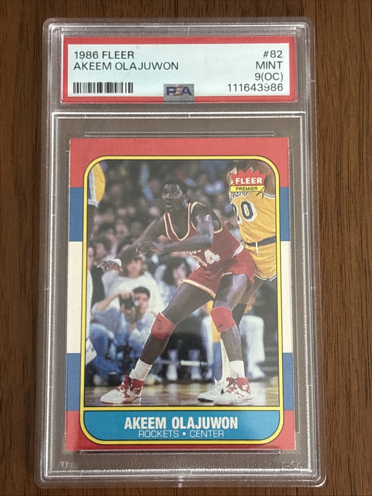 1986-87 Fleer - Hakeem Olajuwon #82 (RC) PSA 9 Mint OC