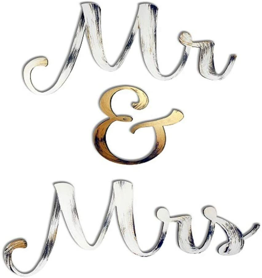 Letter2Word Wall Decor - Mr & Mrs Original Word Wall Art, White