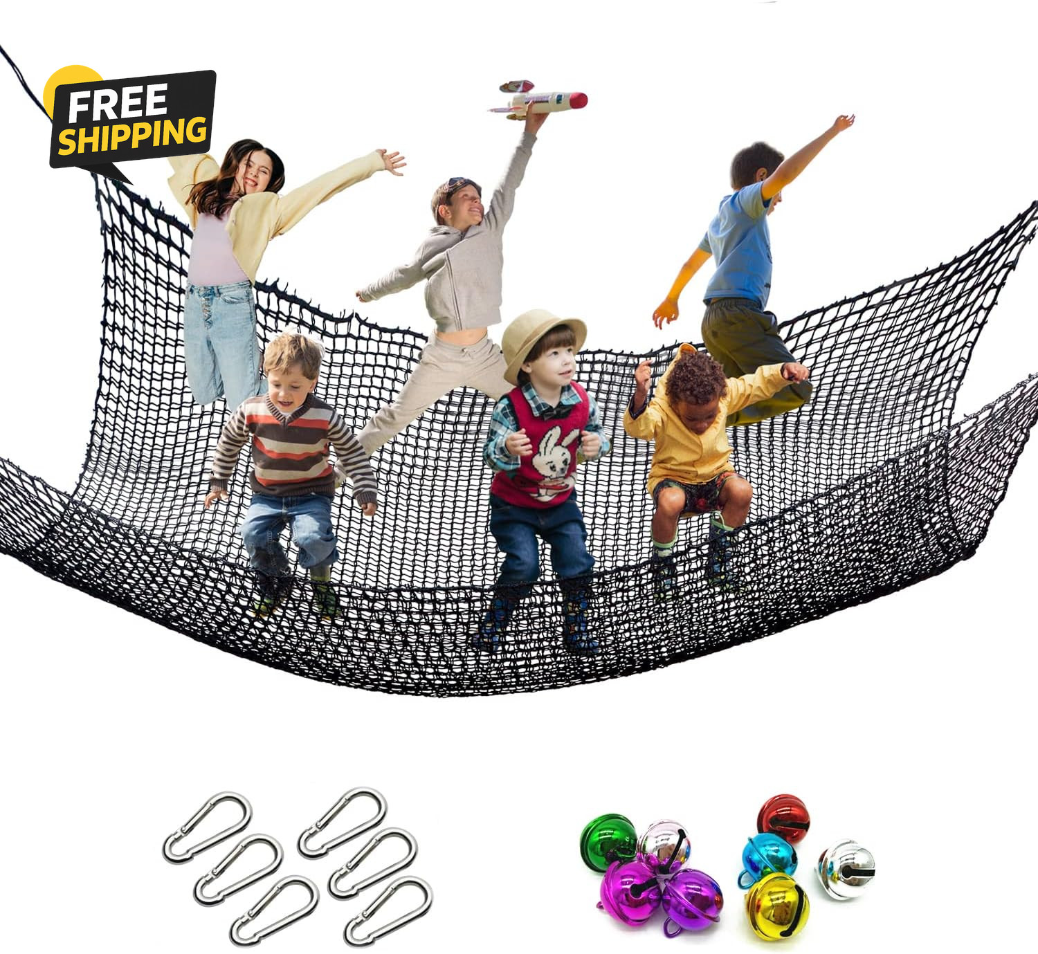 6.5x9.8FT Climbing Cargo Net Double Layer Playground Tree House Safety Net