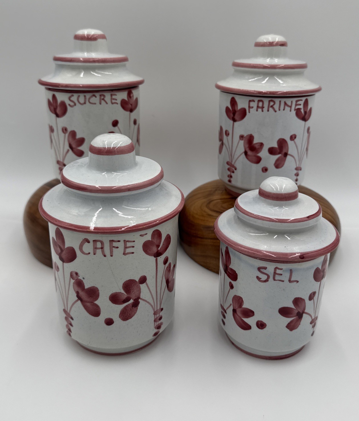 Rare Sarreguemines France Floral Canisters Vintage French Sucre Farine Café Sel Rare Sarreguemines France Floral Canisters Vintage French Sucre Farine Café Sel