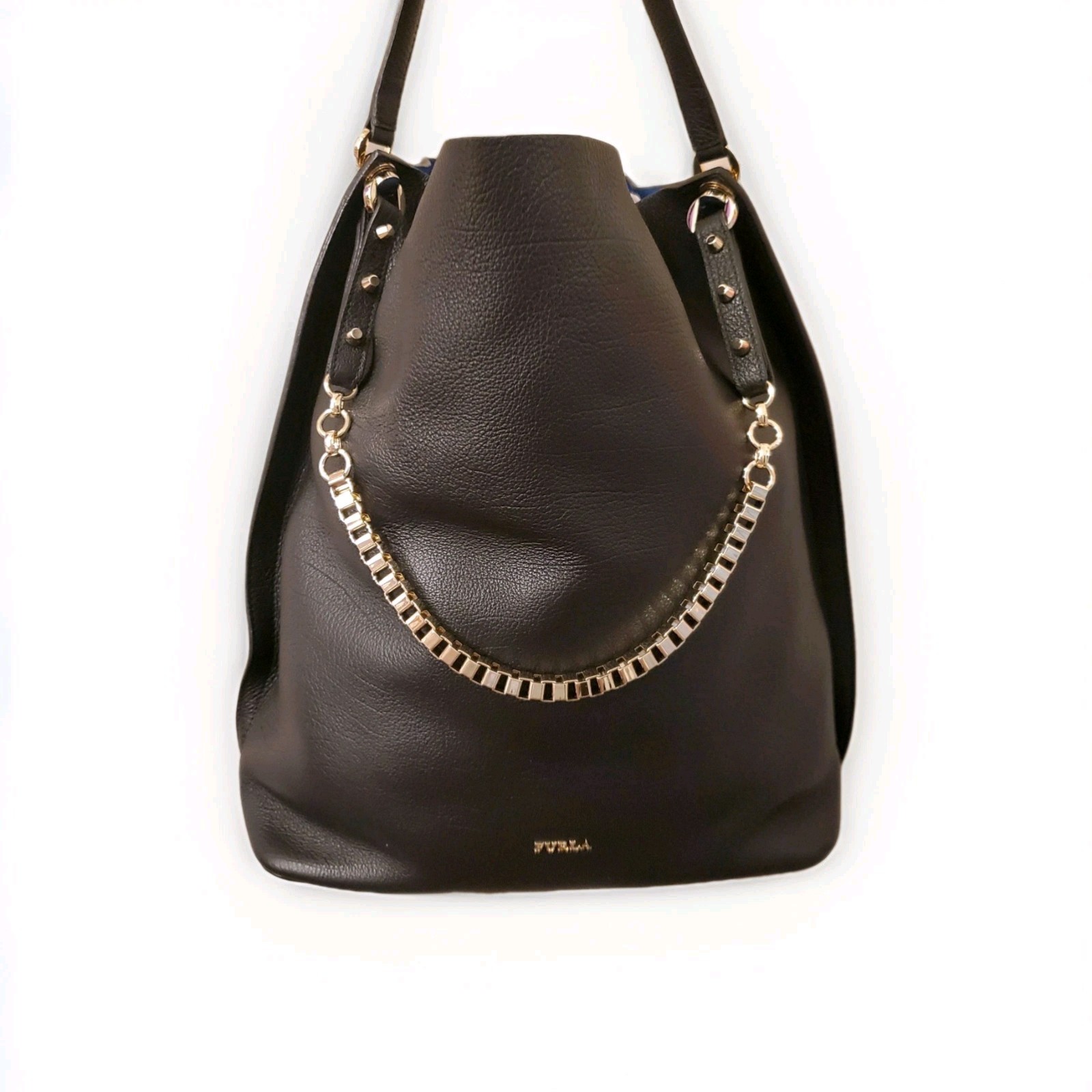 Furla Minerva Large Tote Bag NWT Genuine Pebbled Leather Made in Italy Authentic