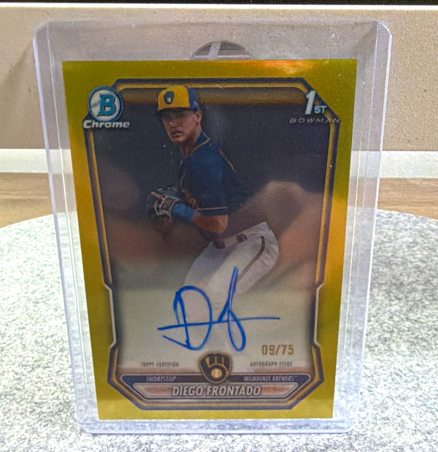 Topps 2026 Bowman Chrome 1st Bowman Gold Auto Diego Frontado Brewers 09/75