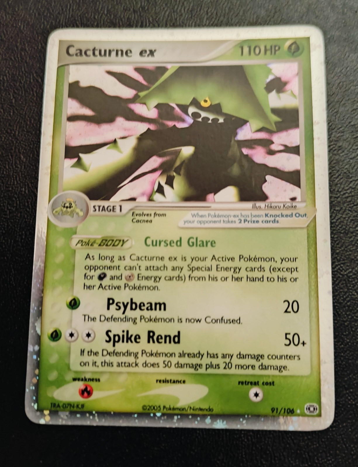 2005 Pokémon TCG-Cacturne-EX Emerald- Ultra Rare Card-#91/106-Holo-NM. 2005 Pokémon TCG-Cacturne-EX Emerald- Ultra Rare Card-#91/106-Holo-NM.