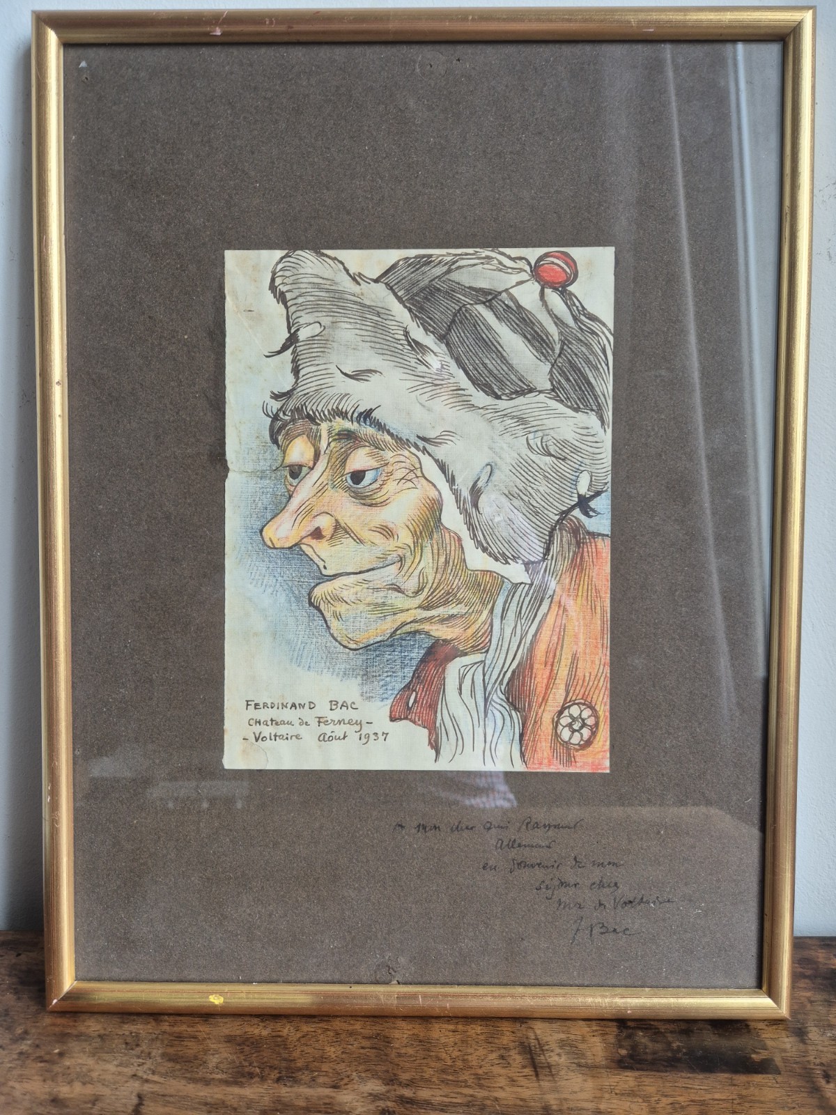 Ferdinand BAC (1859-1952) - Caricature of Voltaire - Watercolor and Ink