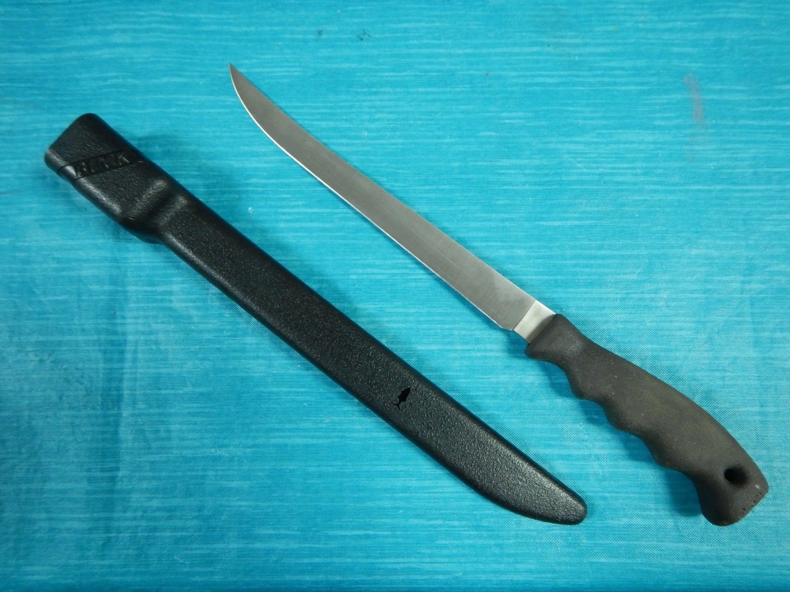 1990 Vintage BUCK Ocean mate Fillet Knife 127 X with Sheath 9” blade
