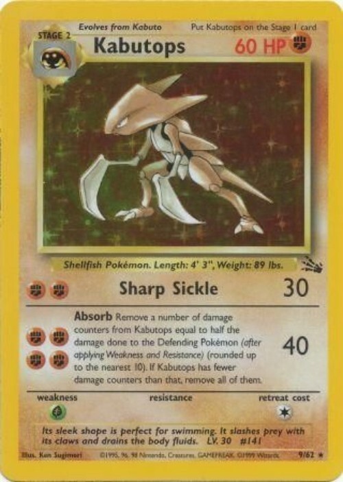 Pokémon TCG - Kabutops - 9/62 - Holo Unlimited - Fossil Unlimited [Light Play]