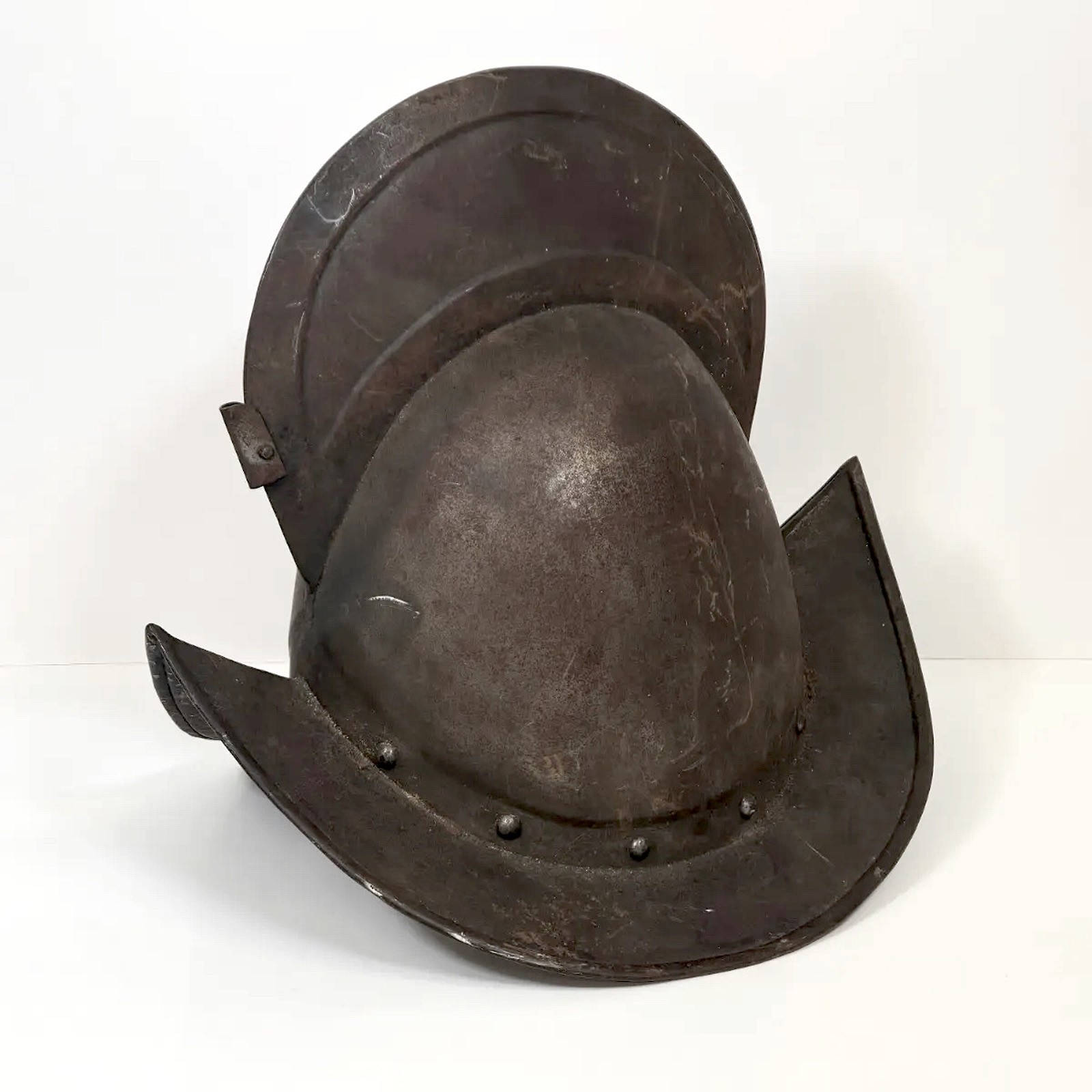 Antique 19thC 17th Century Style Spanish ~ German Comb Morion 2 Piece Helmet