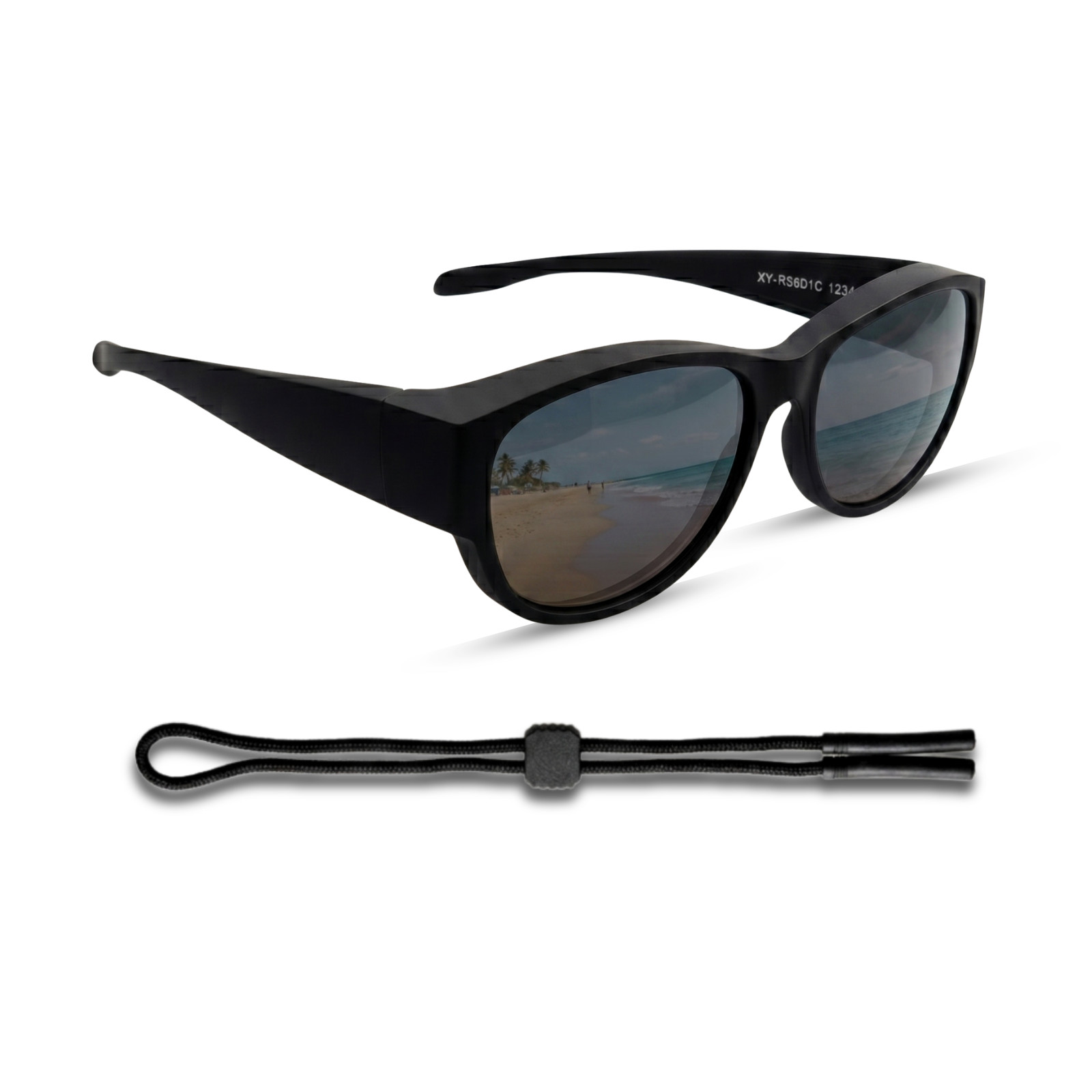 proSPORT Polarized Fit-Over Sunglasses + Strap, Wrap Shades for Fishing Driving