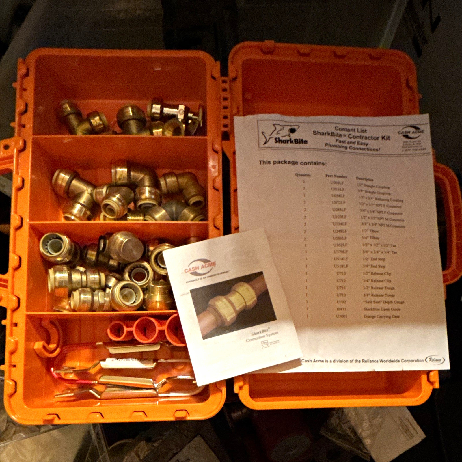 SharkBite Brass Push-to-Connect Contractor Assortment Kit 24pc 1/2in-3/4in SharkBite Brass Push-to-Connect Contractor Assortment Kit 24pc 1/2in-3/4in