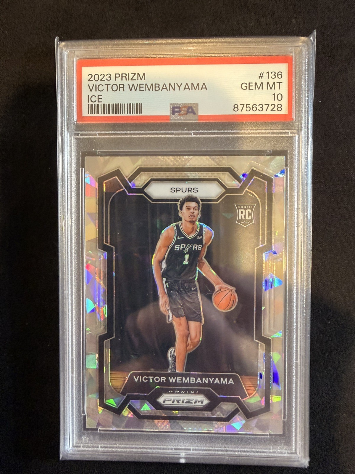 2023-24 Panini Prizm Victor Wembanyama #136 Rookie Ice (RC) Spurs PSA 10