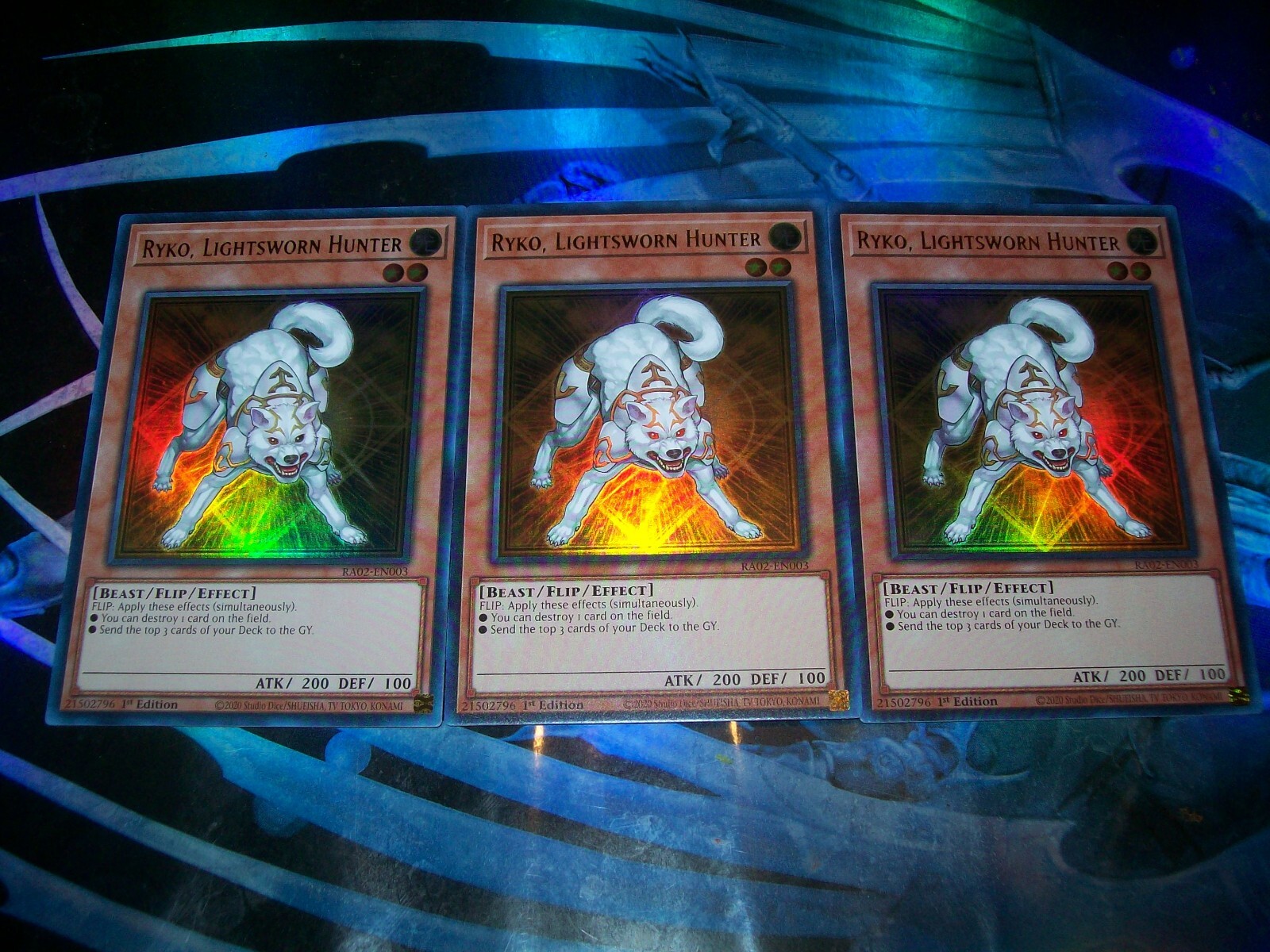 3x Ryko, Lightsworn Hunter 1st Edition Ultra Rare RA02-EN003 Yu-Gi-Oh 3x Ryko, Lightsworn Hunter 1st Edition Ultra Rare RA02-EN003 Yu-Gi-Oh