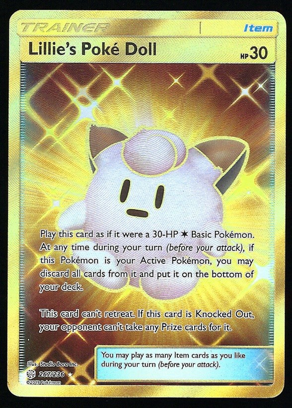 LILLIE’S POKE DOLL #267 2019 POKEMON SUN & MOON COSMIC ECLIPSE FULL ART SECRET