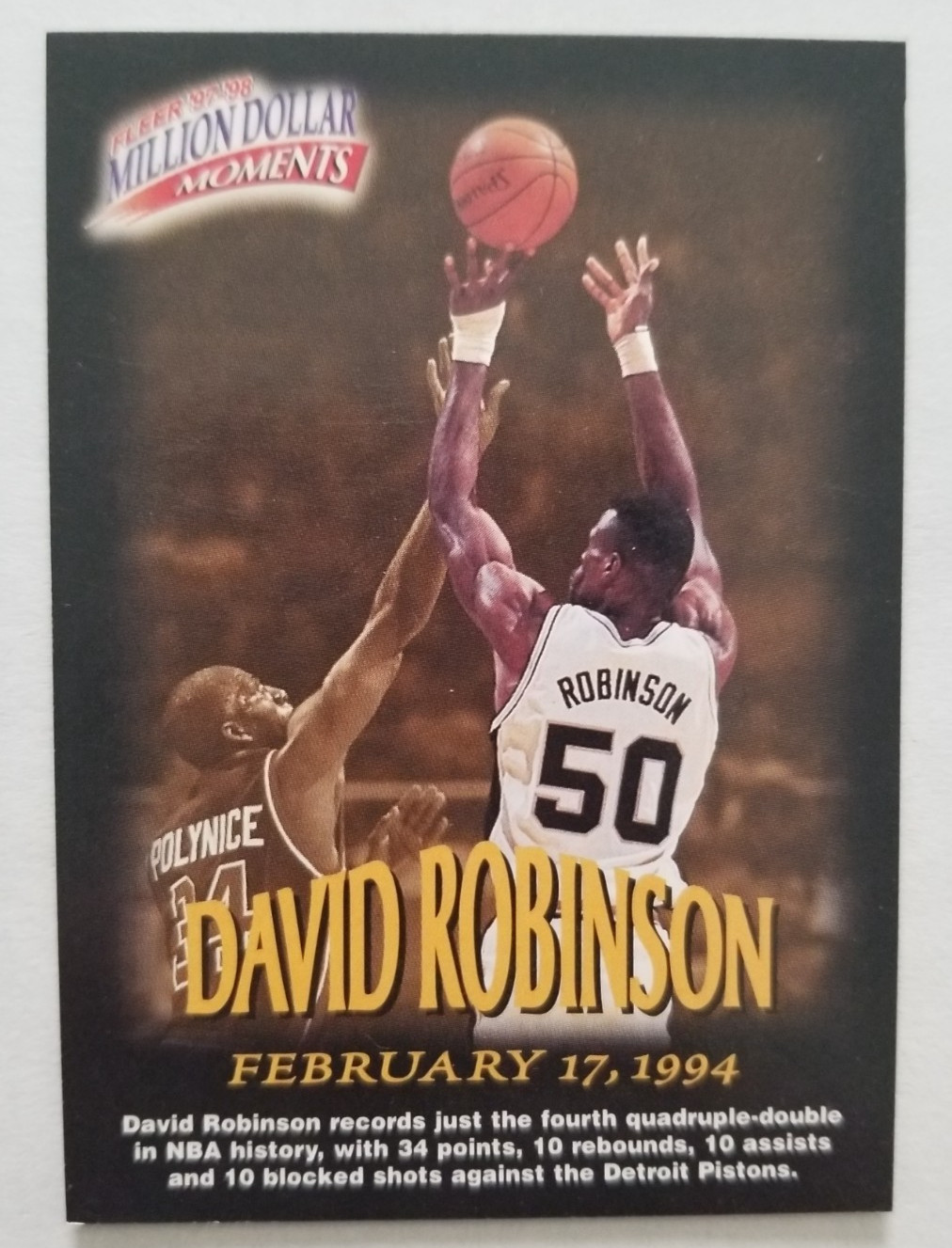 1997-98 Fleer David Robinson Million Dollar Moments #25 San Antonio Spurs 1997-98 Fleer David Robinson Million Dollar Moments #25 San Antonio Spurs