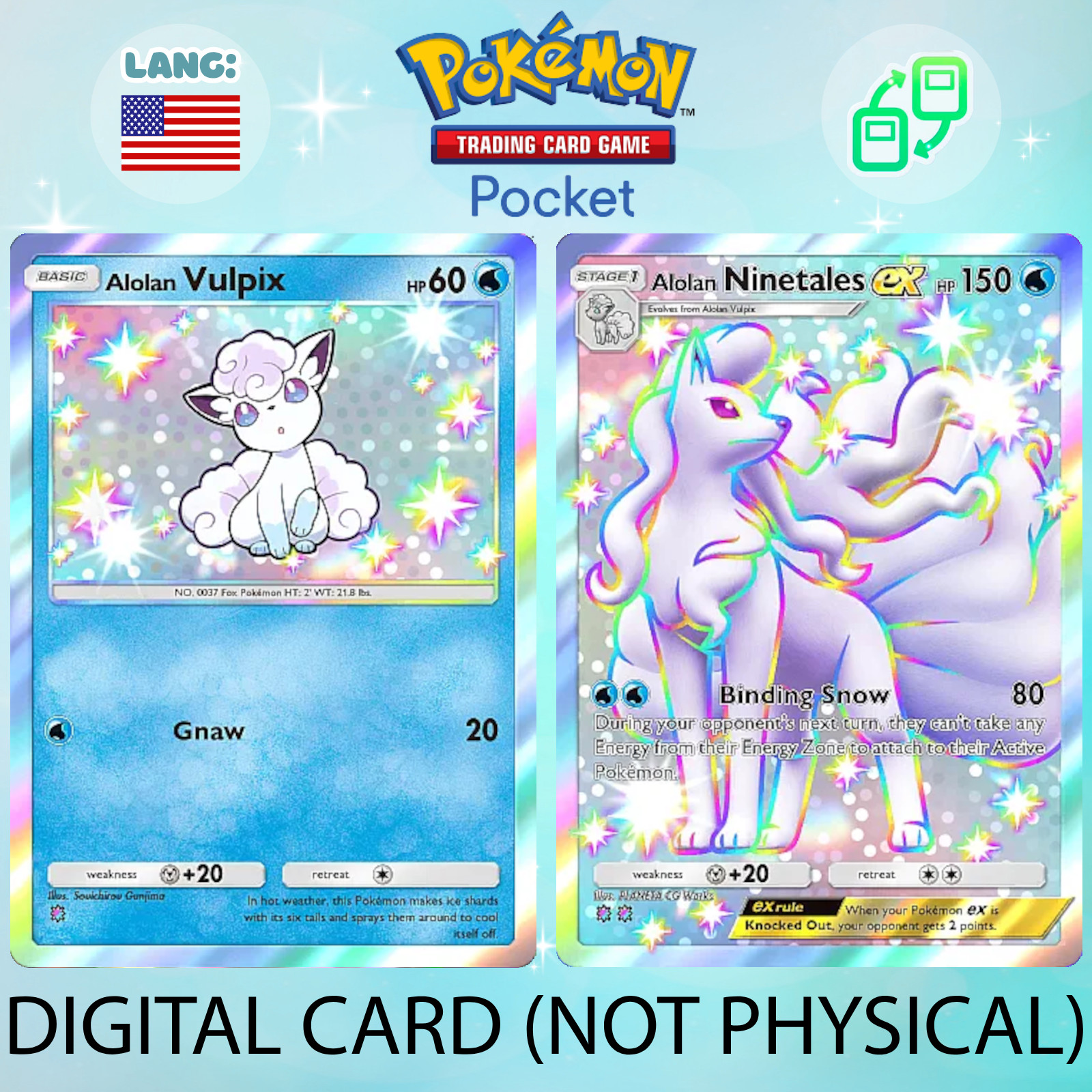 [DIGITAL] Pokemon TCG Pocket - Shiny Alolan Vulpix & Alolan Ninetales ex English