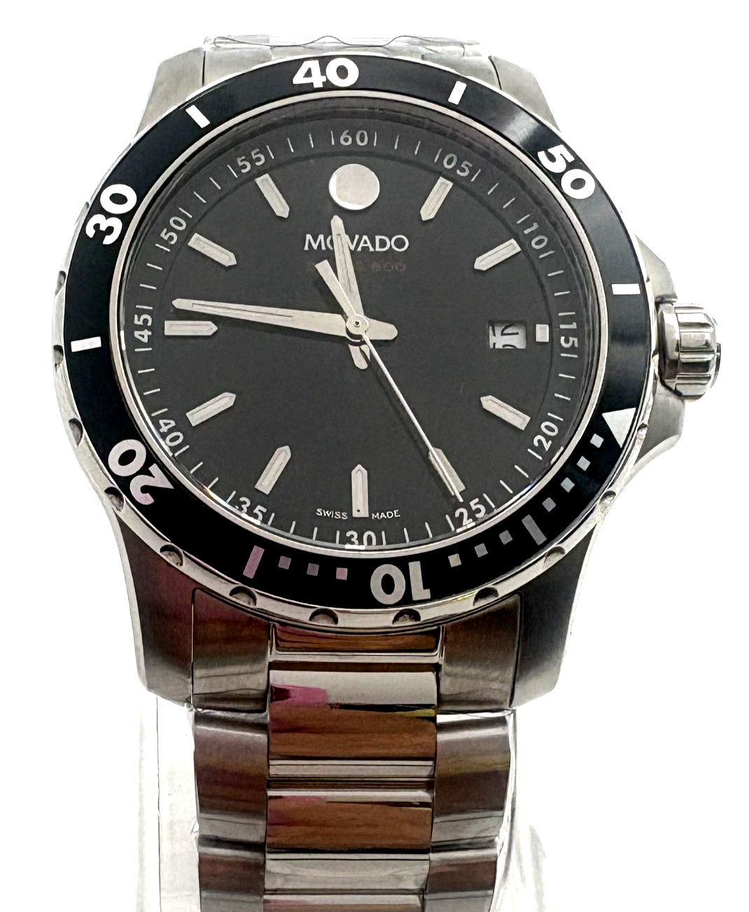 MOVADO 2600135 Series 800 Black Dial Stainless Steel  Swiss 40mm Quartz Watch