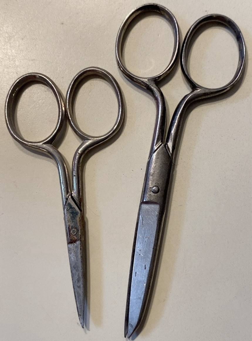 Antique R.J. Roberts Buffalo Scissors 4.5” Germany 3.5” Sewing Lot of 2