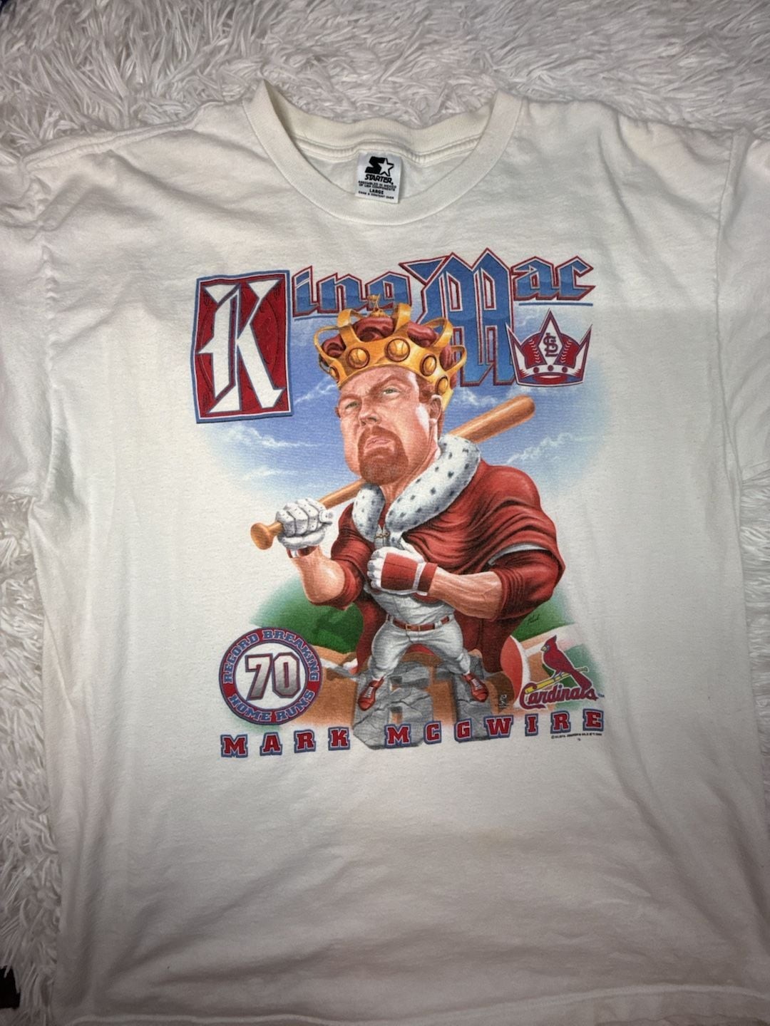 Vintage 1998 Starter Mark McGwire St. Louis Cardinals King Mac 70 Home Runs T-Sh Vintage 1998 Starter Mark McGwire St. Louis Cardinals King Mac 70 Home Runs T-Sh