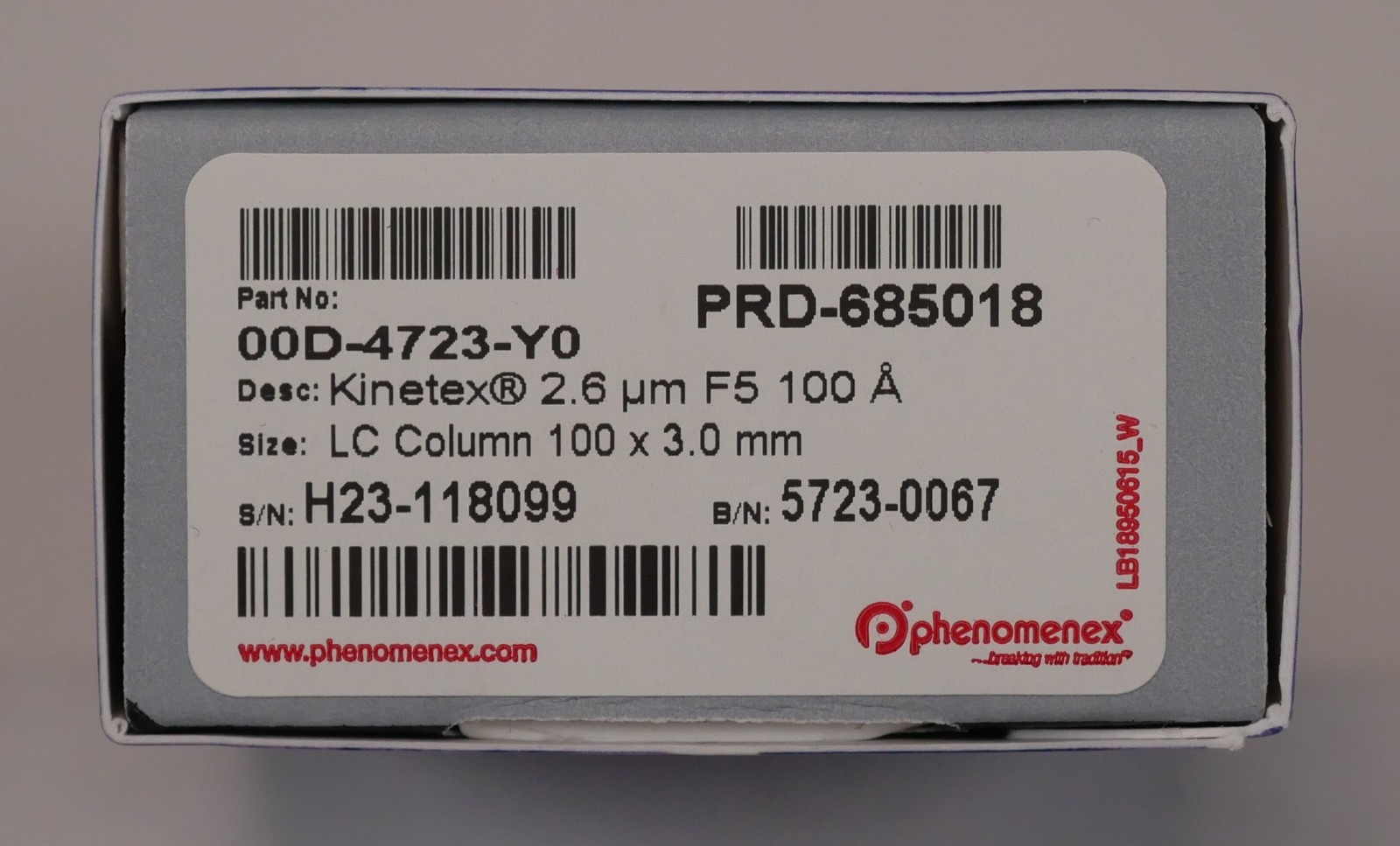 Phenomenex Kinetex 2.6 µm F5, 3x100mm HPLC Column 00D-4723-Y0- New/Open Box Phenomenex Kinetex 2.6 µm F5, 3x100mm HPLC Column 00D-4723-Y0- New/Open Box