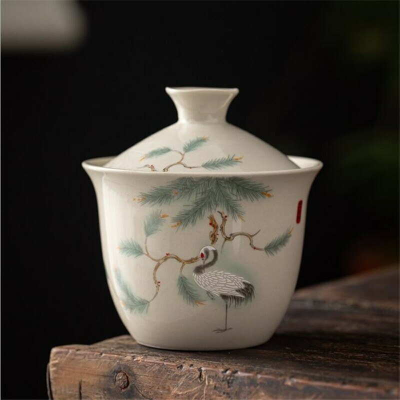 220ml Handmade Tea Cup Tea Set Decorate Hand Painted Ceramic Gaiwan Kung Fu Bowl