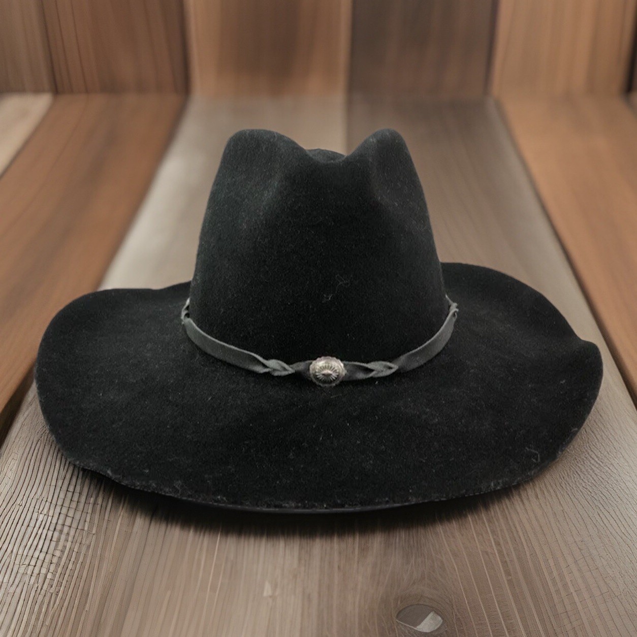 Rare Vintage Eddy Hat By Chris Eddy Black 100% Wool Made In The USA Size 7-1/4