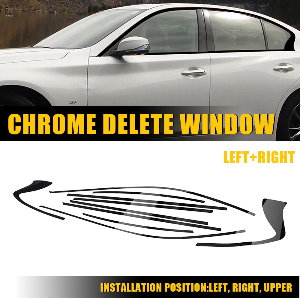 Chrome Delete Blackout Overlay for 2014+ Infiniti Q50 Q50S Sedan Window Trim