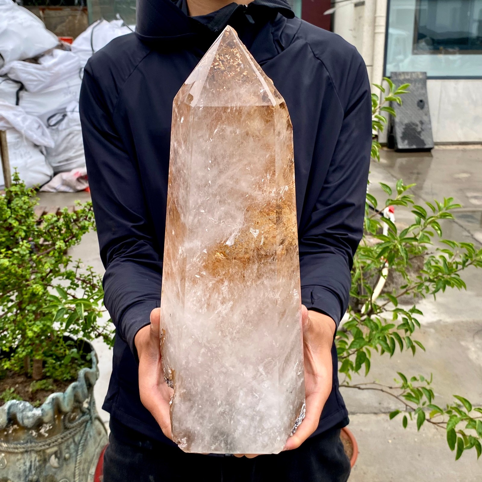 14.52LB Large Natural Clear White Crystal Obelisk Transparent Quartz Energy